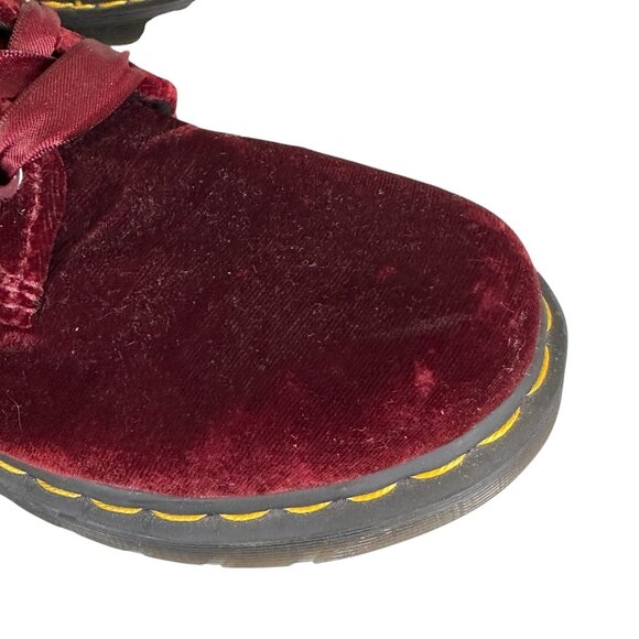 DR. MARTENS 1460 PASCAL VELVET SZ US 6 UK 4 EU 37 RED BURGUNDY BOOTS - Picture 10 of 16